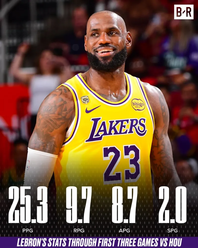 开云APP下载-詹姆斯20年半决赛对阵火箭场均25+10+7，今年场均25+9+8